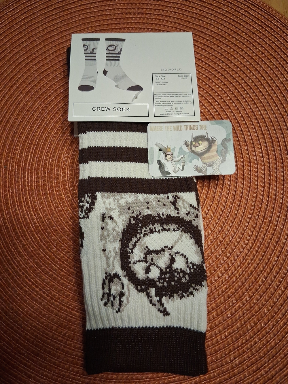 Where The Wild Things Are Men's Shoe Size 6.5-12.5 Casual Crew Socks NWT